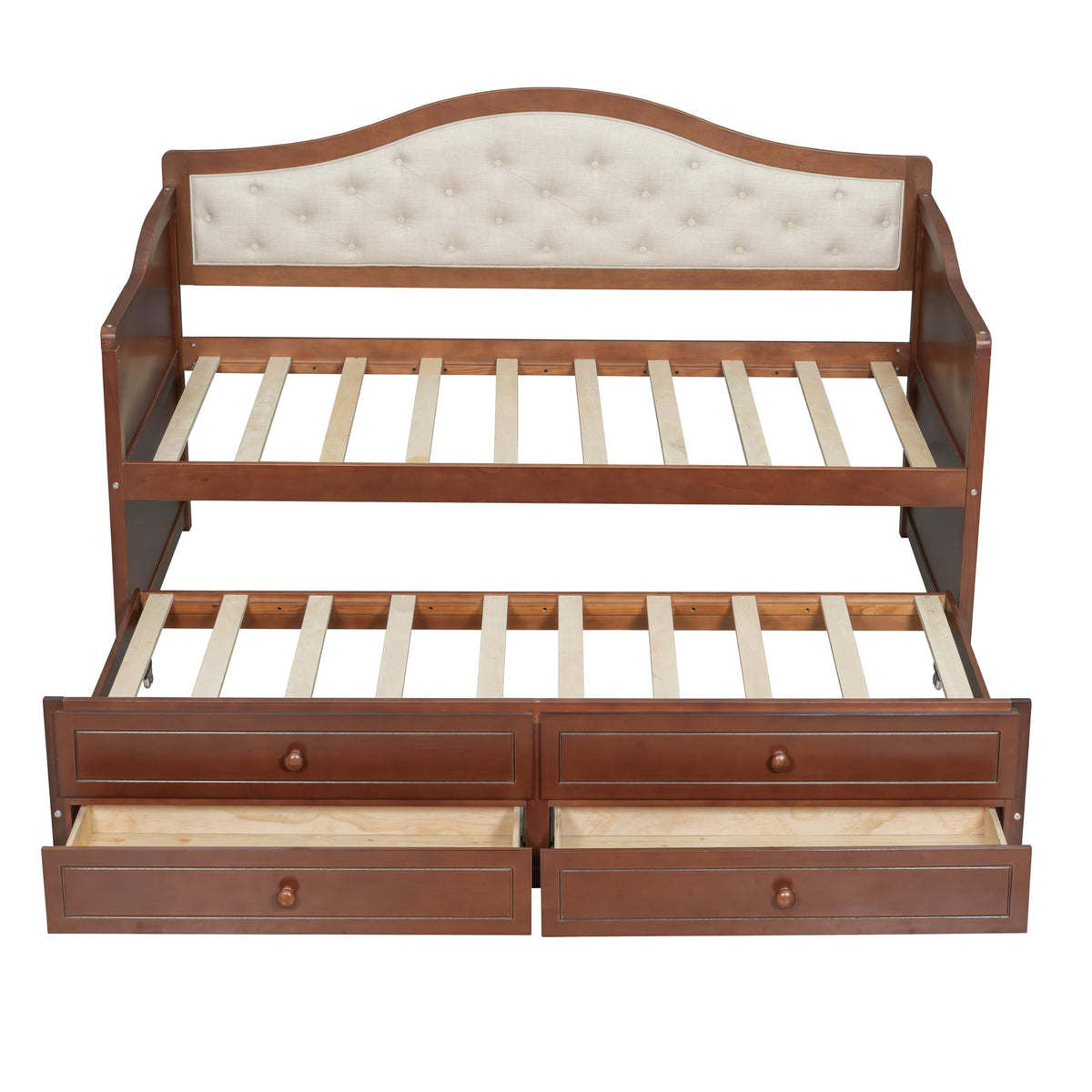 Twin Size Wooden Daybed with Trundle & Storage Drawers U953