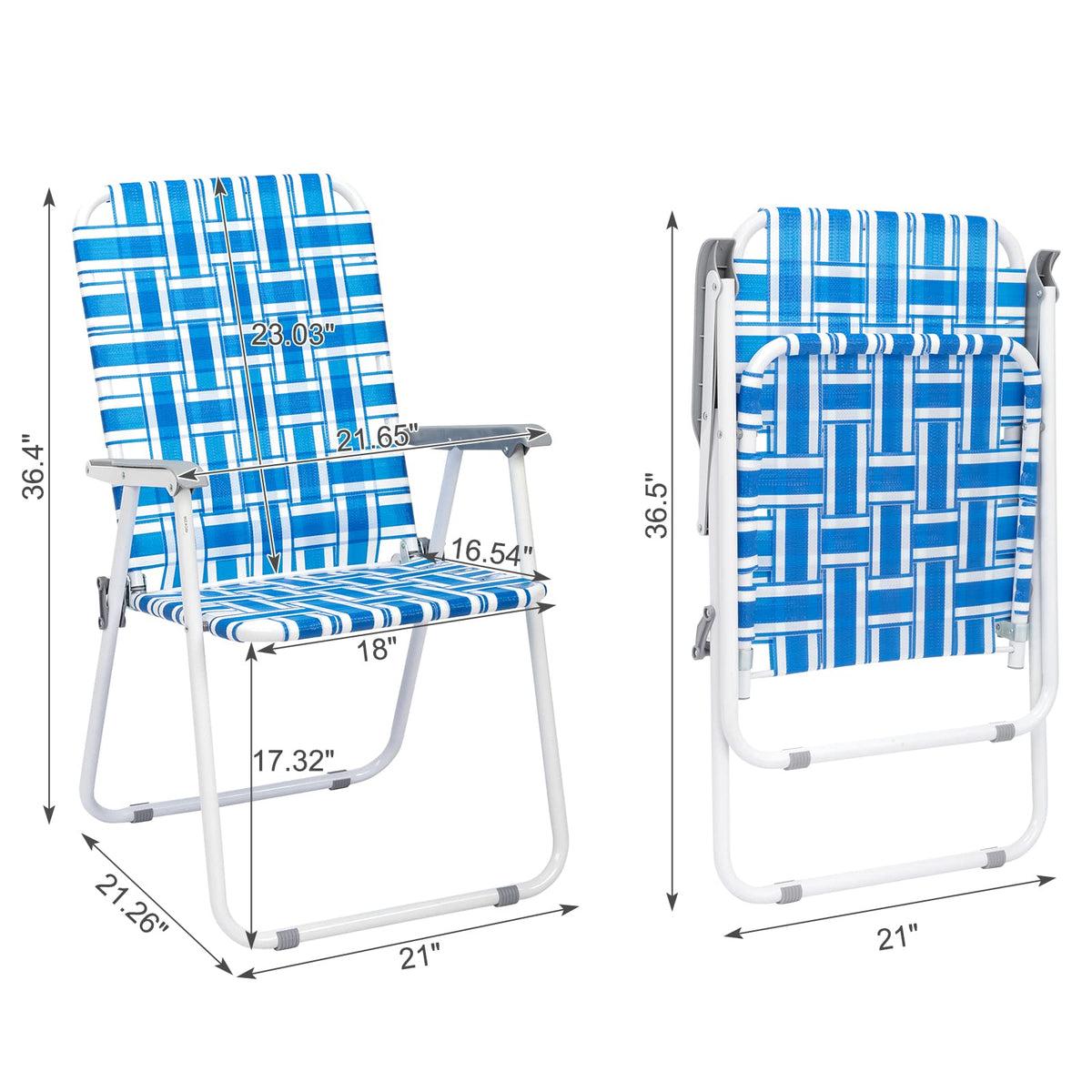 2 Pcs Webbed Folding Beach Chair H14591
