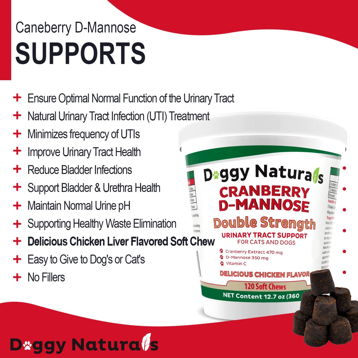 Cranberry D-Mannose Soft Chew 11.4 oz 120 Count Z7794