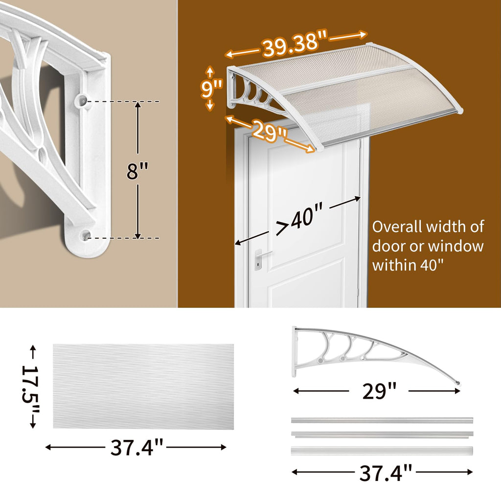 39"x32" PVC Window Awning Canopy T22357