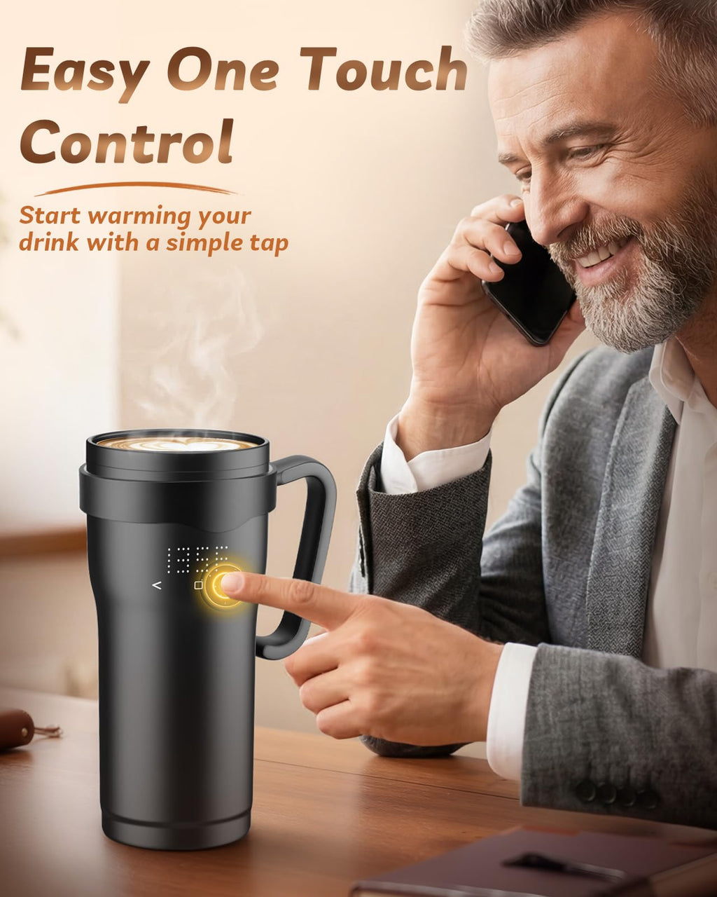 16oz Temperature Control Rechargeable Heated Mug W525