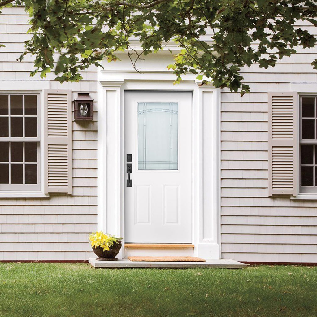 White Fiberglass Prehung 36" x 80" Entry Door Z53148