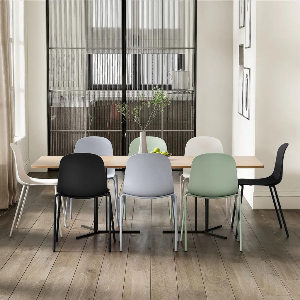 Grey Plastic Dining Chair with Metal Legs M30397