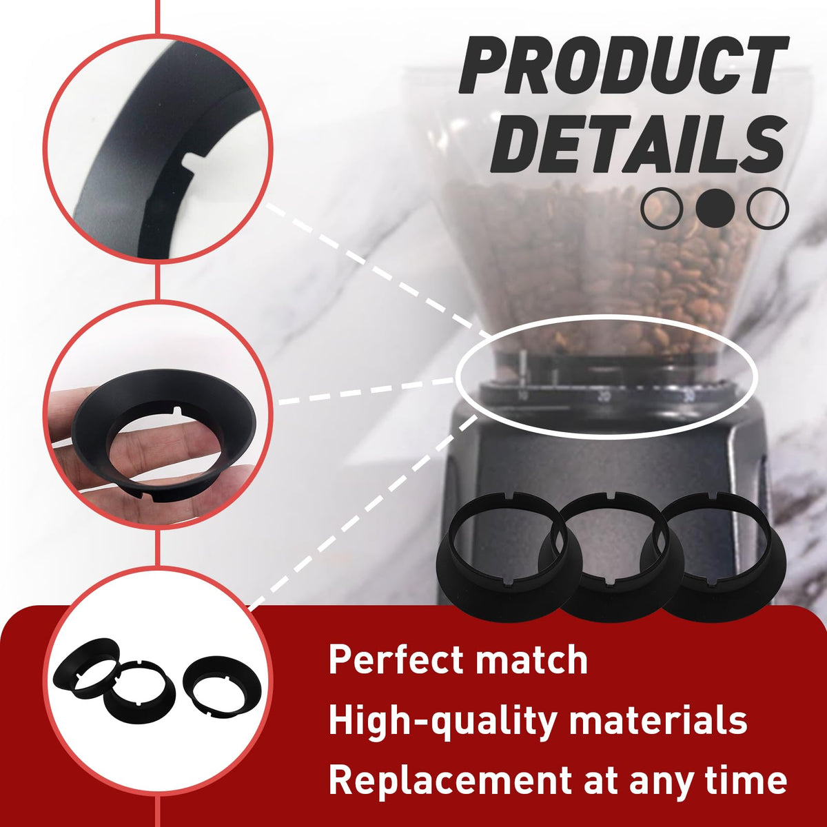 3 Pcs Gasket Replacement for Coffee Grinders K1639