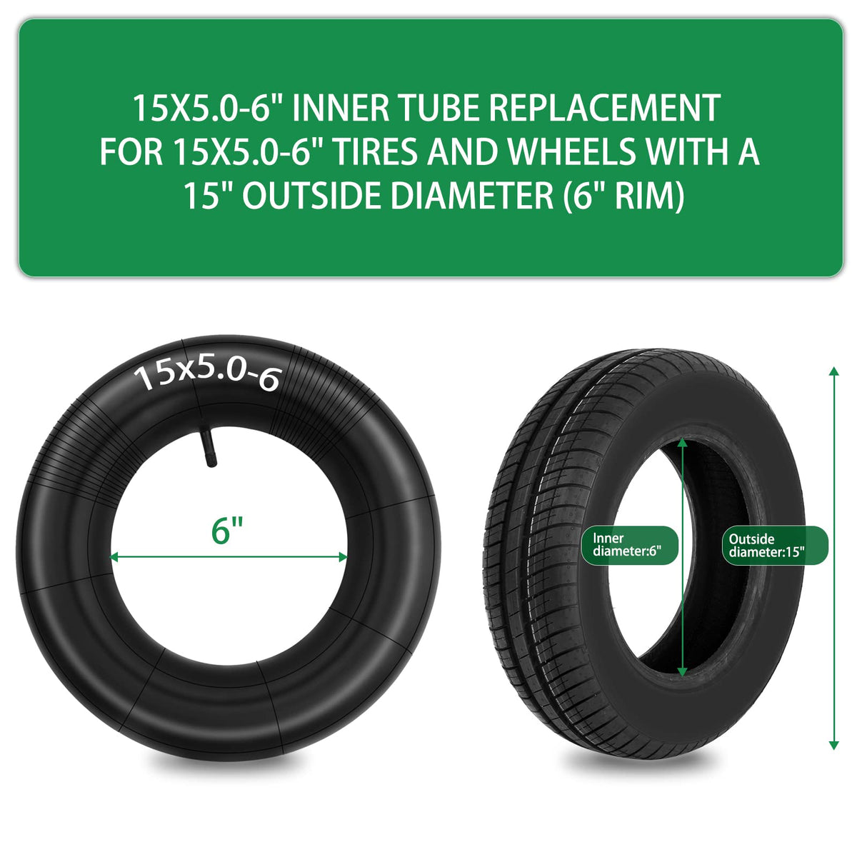15x6.00-6 Inner Tube with TR-13 Straight Valve Stem X1182