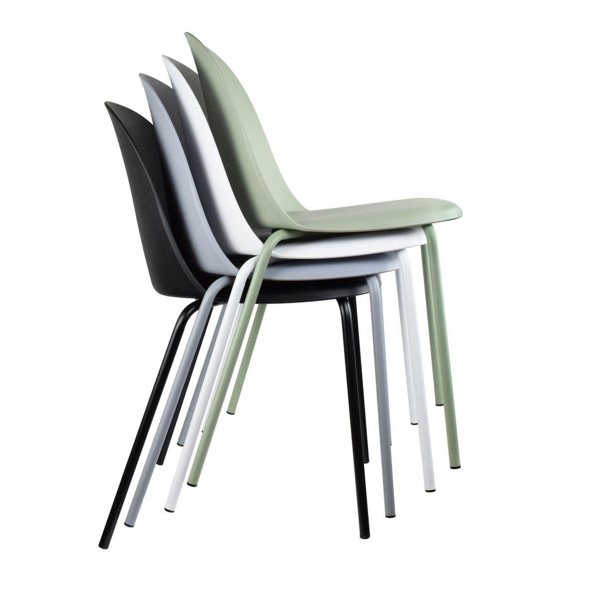 Grey Plastic Dining Chair with Metal Legs M30397