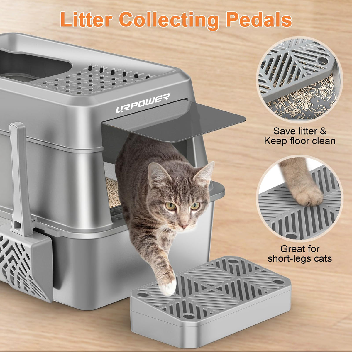Extra Large Stainless Steel Litter Box with Lid H2205