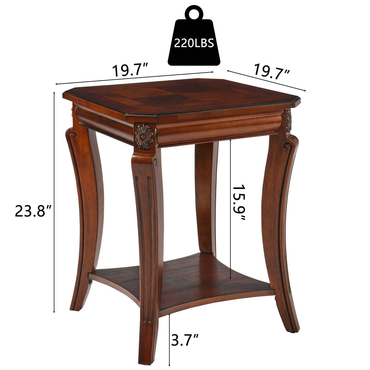 Vintage Wood End Table with Storage Shelf J3917