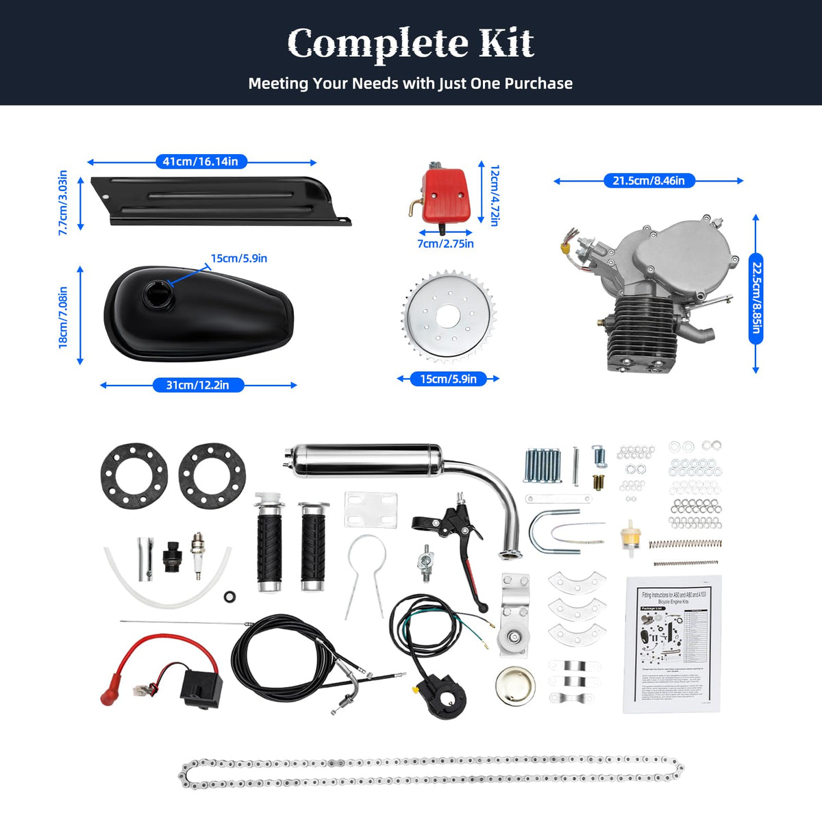 2 Stroke 100cc Bicycle Engine Kit Y19562