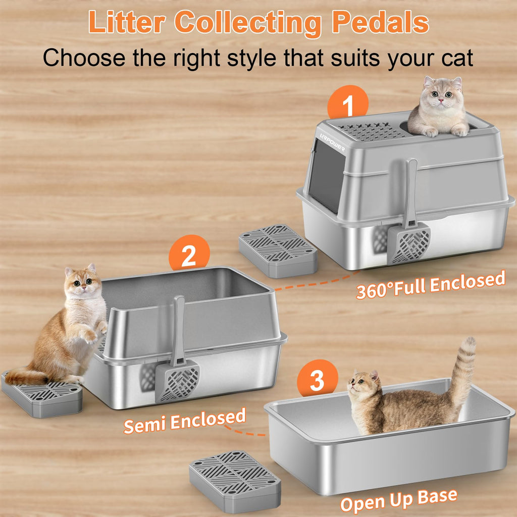 Extra Large Stainless Steel Litter Box with Lid H2205