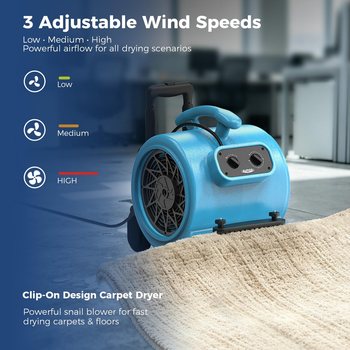 3 Speed Air Mover Carpet Drying Fan D658
