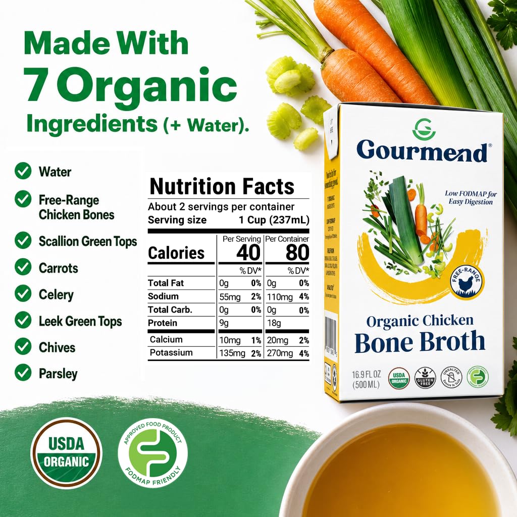 Organic Unsalted Chicken Bone Broth 16.9oz 3 Pack A11142