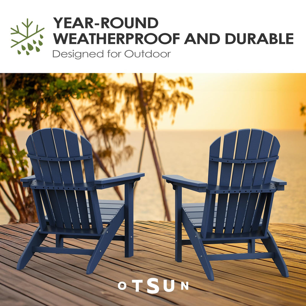 HDPE All-Weather Adirondack Chair 380 lbs Capacity Dark Blue W642