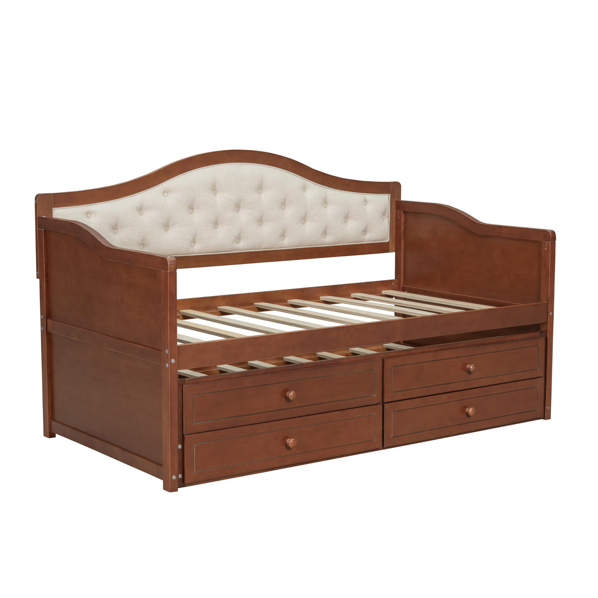 Twin Size Wooden Daybed with Trundle & Storage Drawers U953