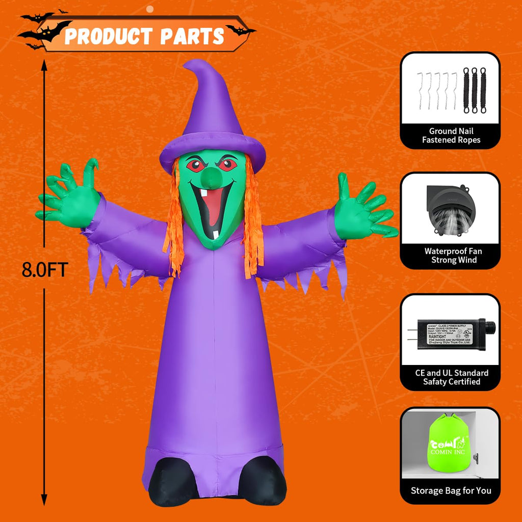 8FT Purple Halloween Inflatables with LEDs D953170