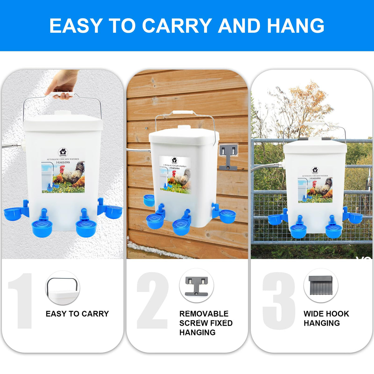 3 Gallons Automatic Poultry Waterer with Hose Attachment V612999