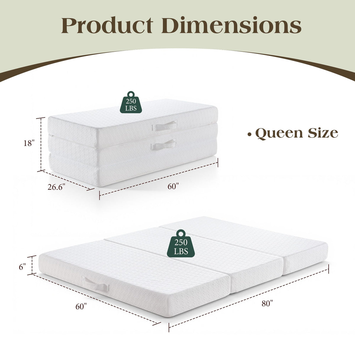 Queen Foldable Memory Foam Mattress with Cooling Gel Z281044