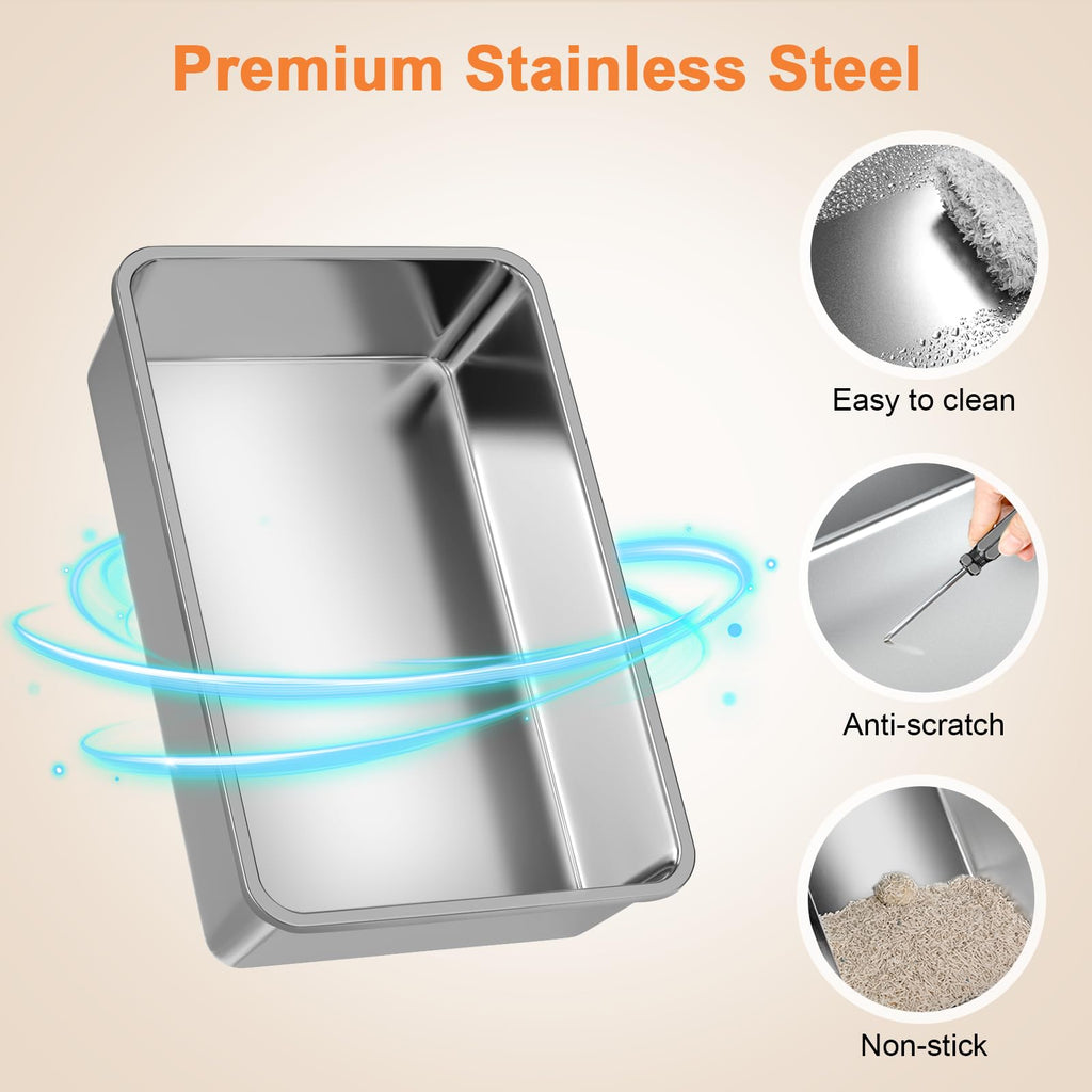 Extra Large Stainless Steel Litter Box with Lid H2205