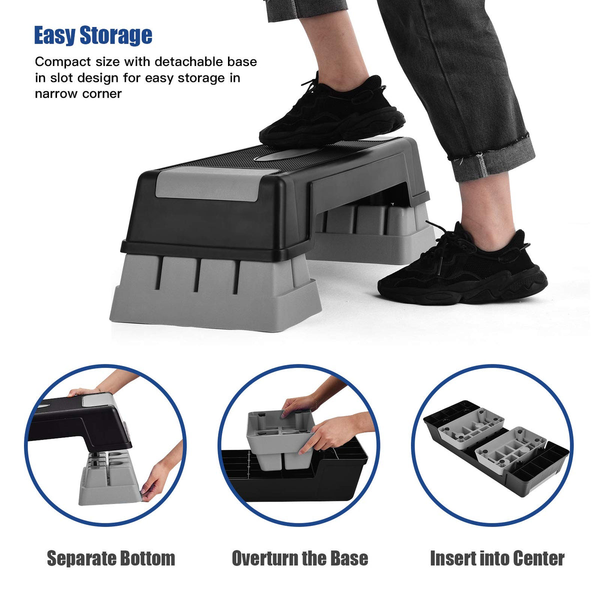 Adjustable Non-slip Aerobic Step Platform with Risers O552479