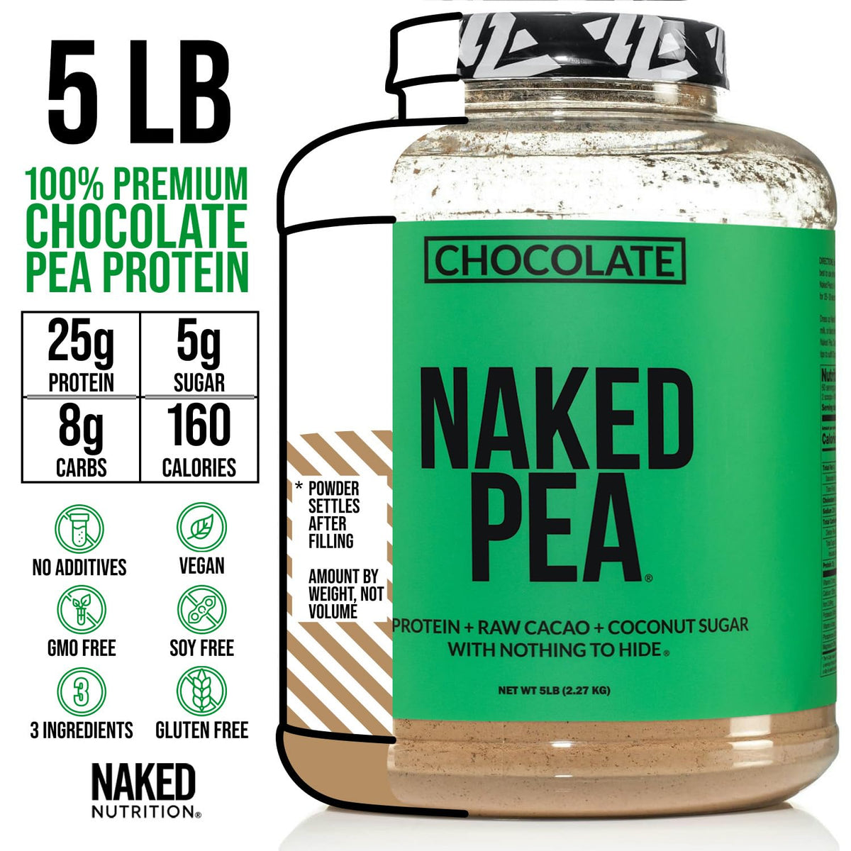 Chocolate Pea Protein Isolate 5LB and Micronized Creatine Monohydrate 500g Vegan Non-GMO K89922