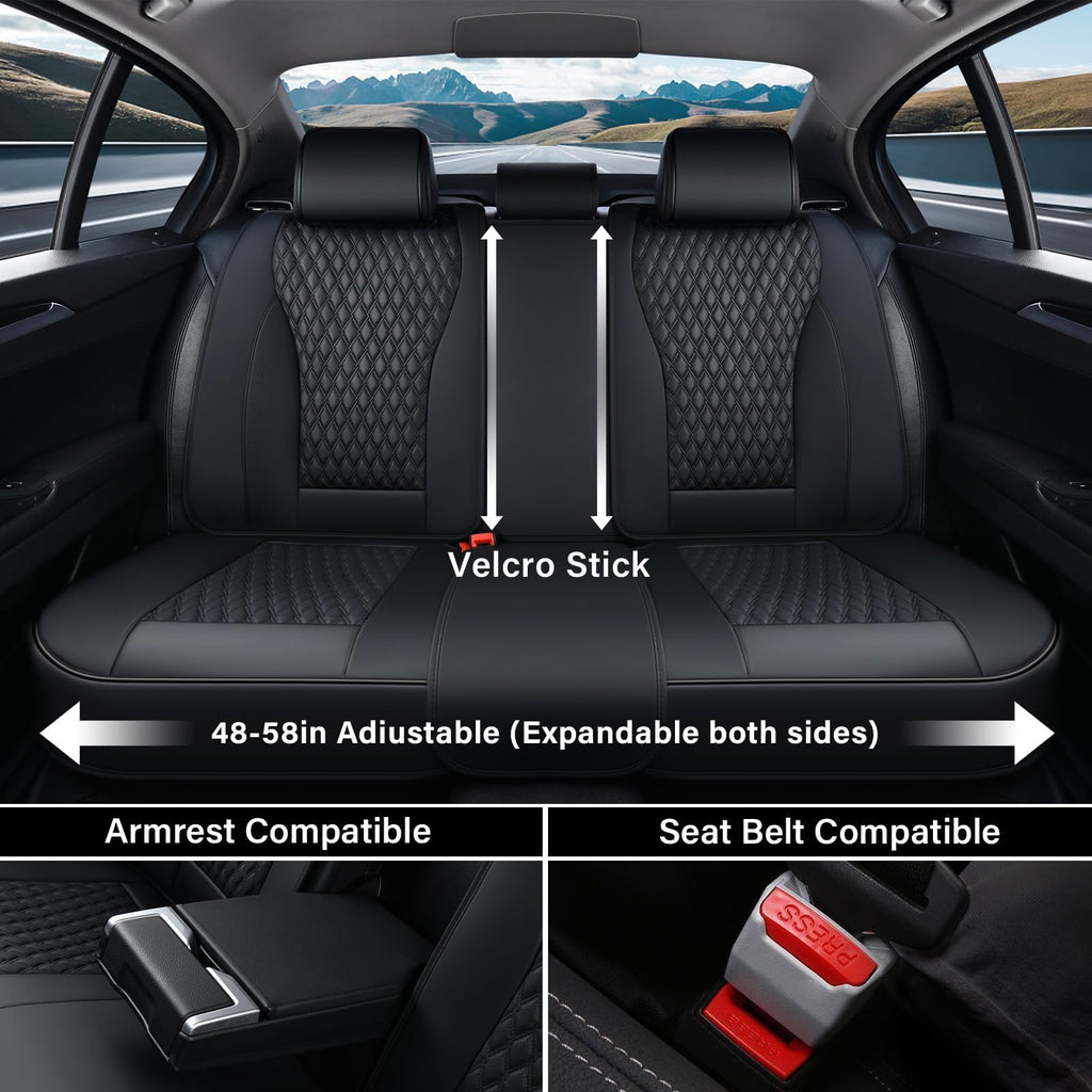 Black 5 Seats Nappa Leather Car Seat Covers Full Set V591