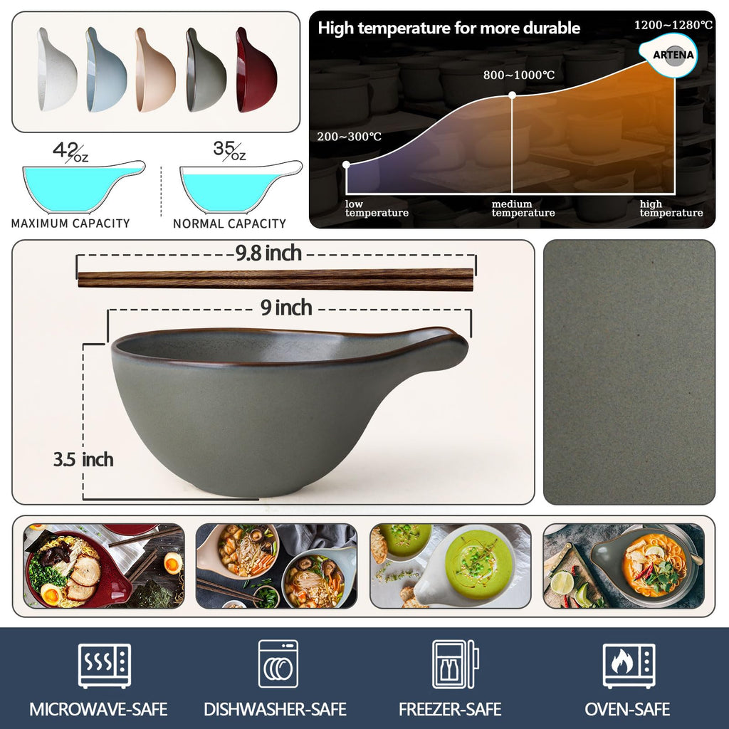 42oz Ceramic Ramen Bowl Set of 4 H4105