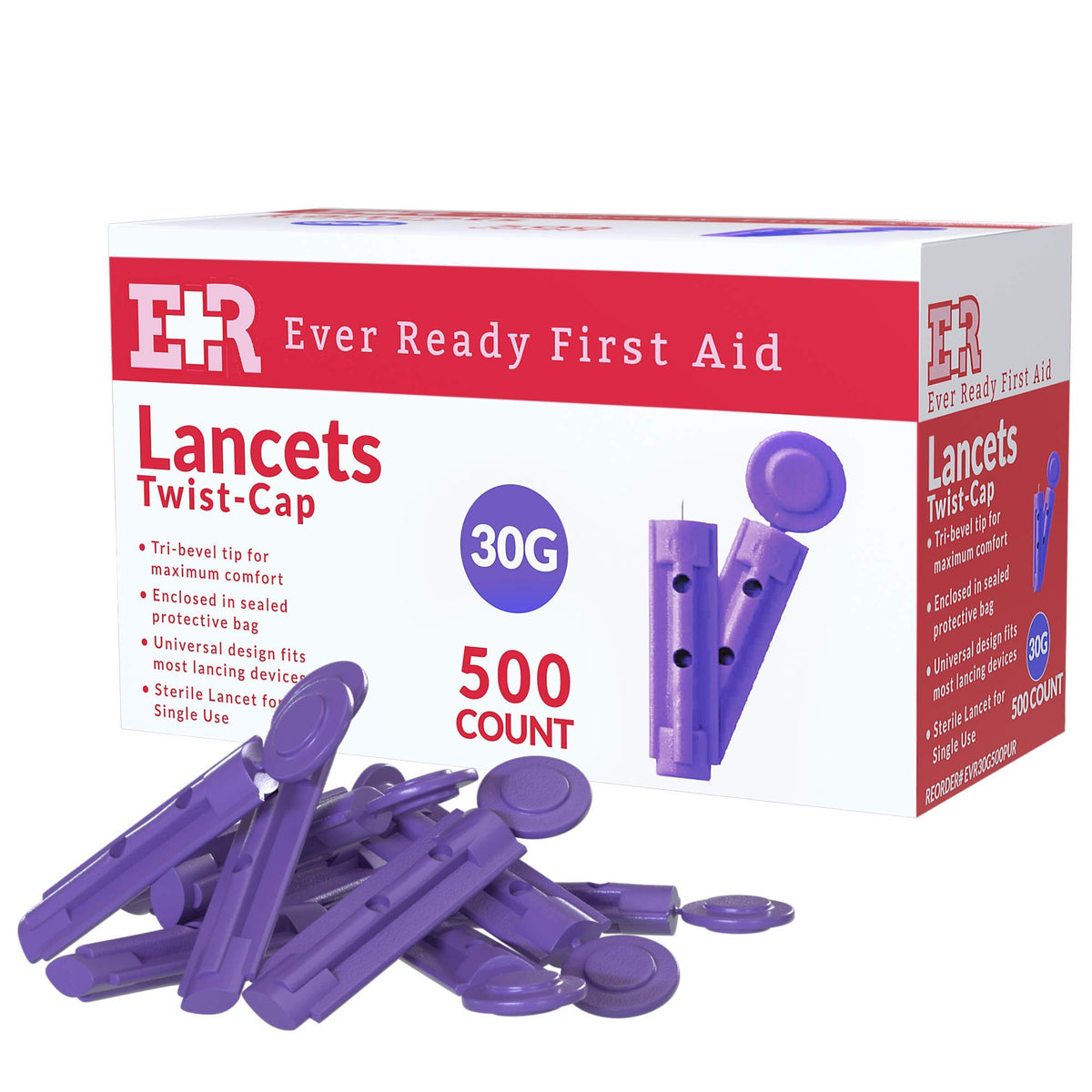 Sterile Twist-Cap Lancets 30G Purple 500 Count M76971