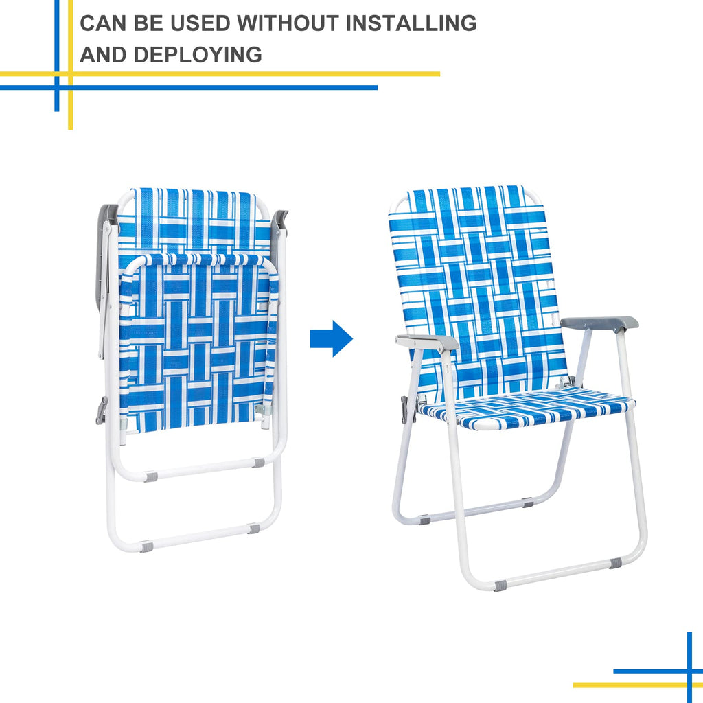 2 Pcs Webbed Folding Beach Chair H14591
