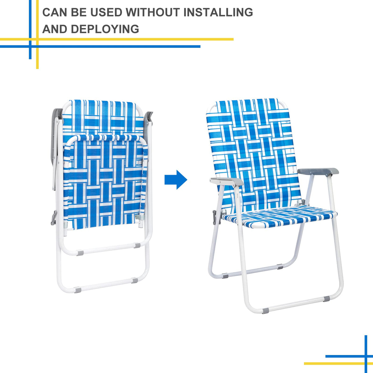 2 Pcs Webbed Folding Beach Chair H14591