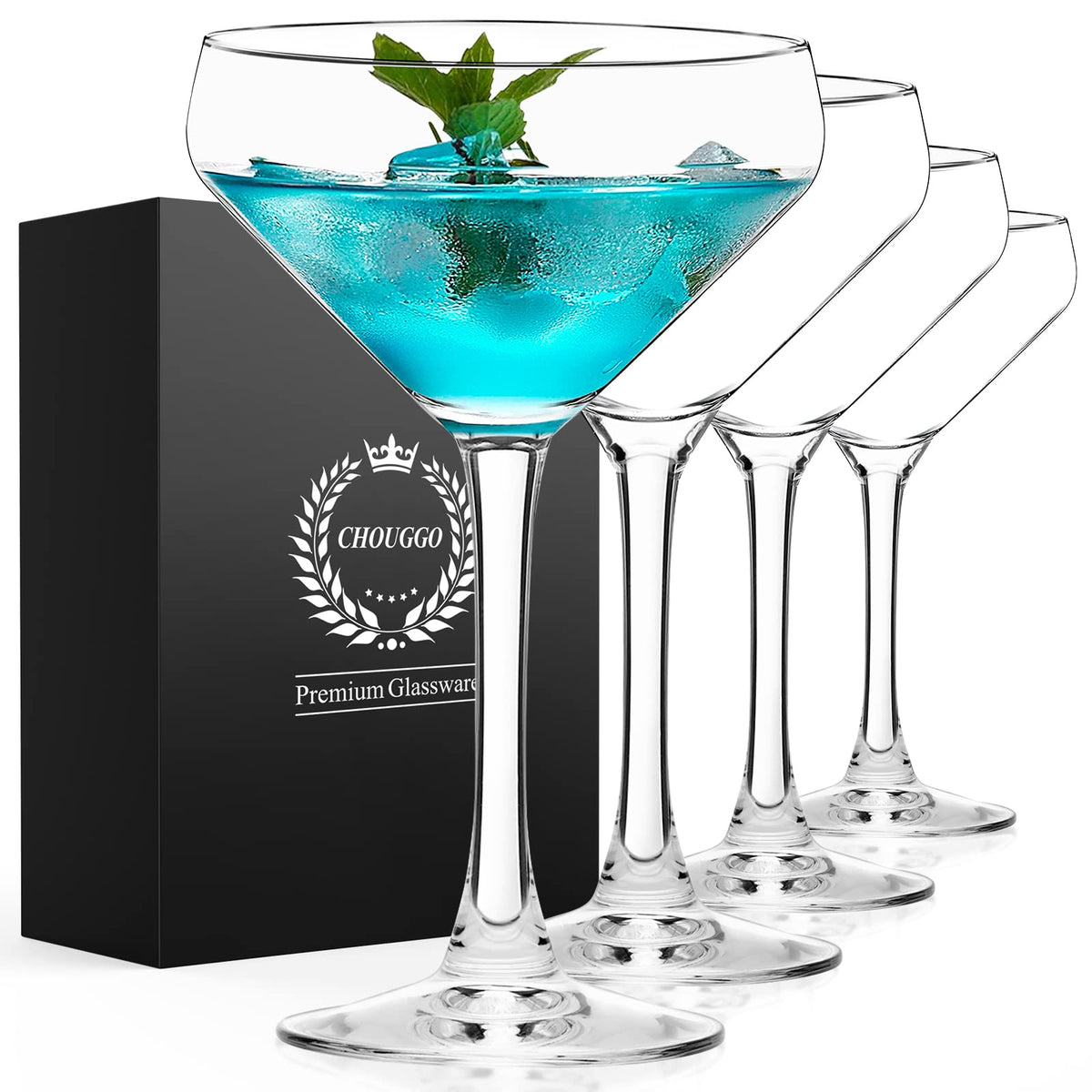 Coupe Cocktail Glasses Set of 4 Hand Blown Crystal 12Oz L614333