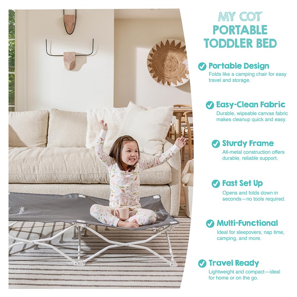 Portable Toddler Cot, Foldable Lightweight Travel Bed, Gray C994646