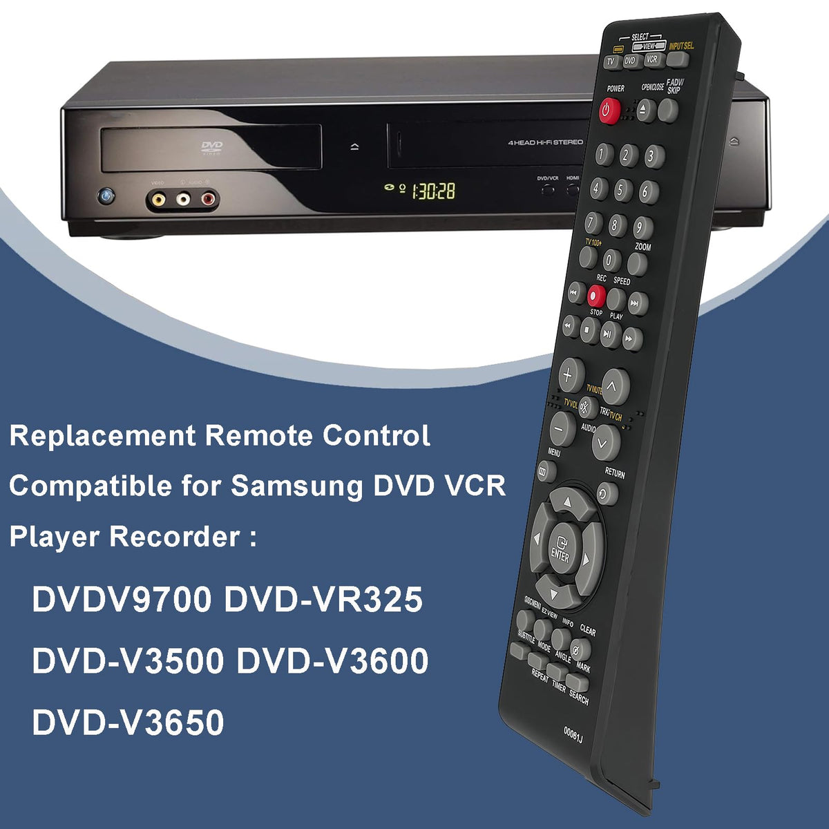 Replacement Remote Control for DVD VCR Combo Player Recorder R5139