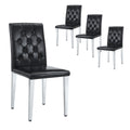 Black Upholstered Dining Chairs Set of 4 with Silver Metal Legs Z759