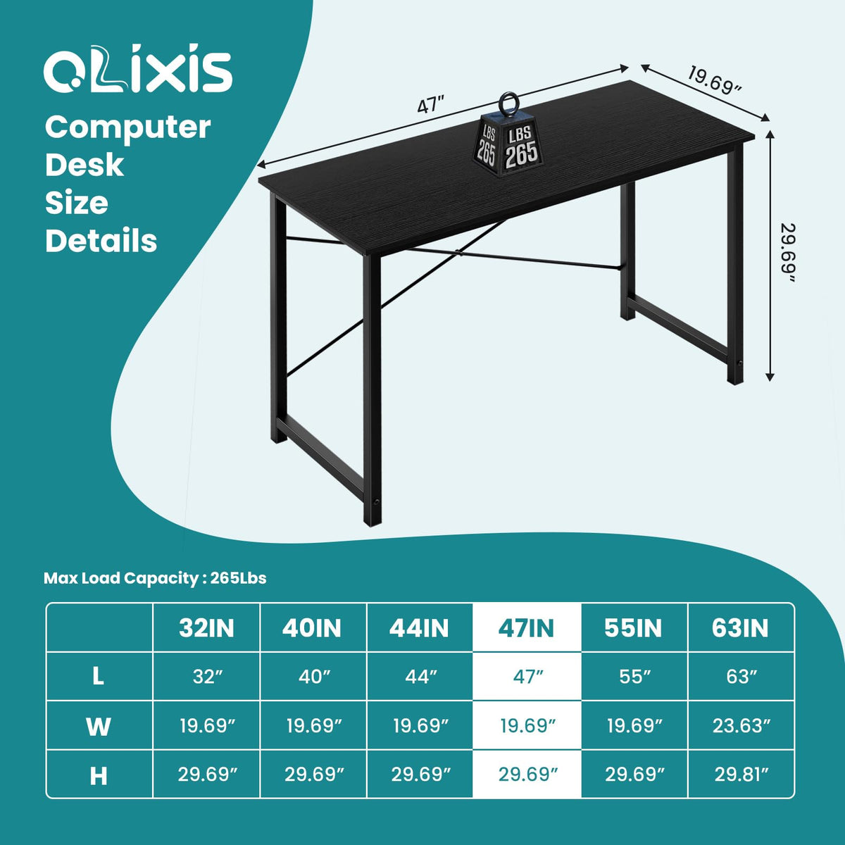 47 Inch Home Office Desk W19740