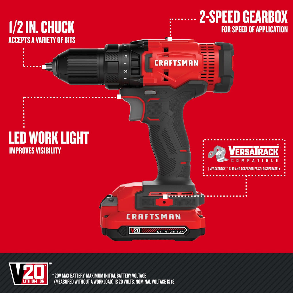 Cordless Drill/Driver Kit, 1/2 inch, Battery and Charger Included Z305