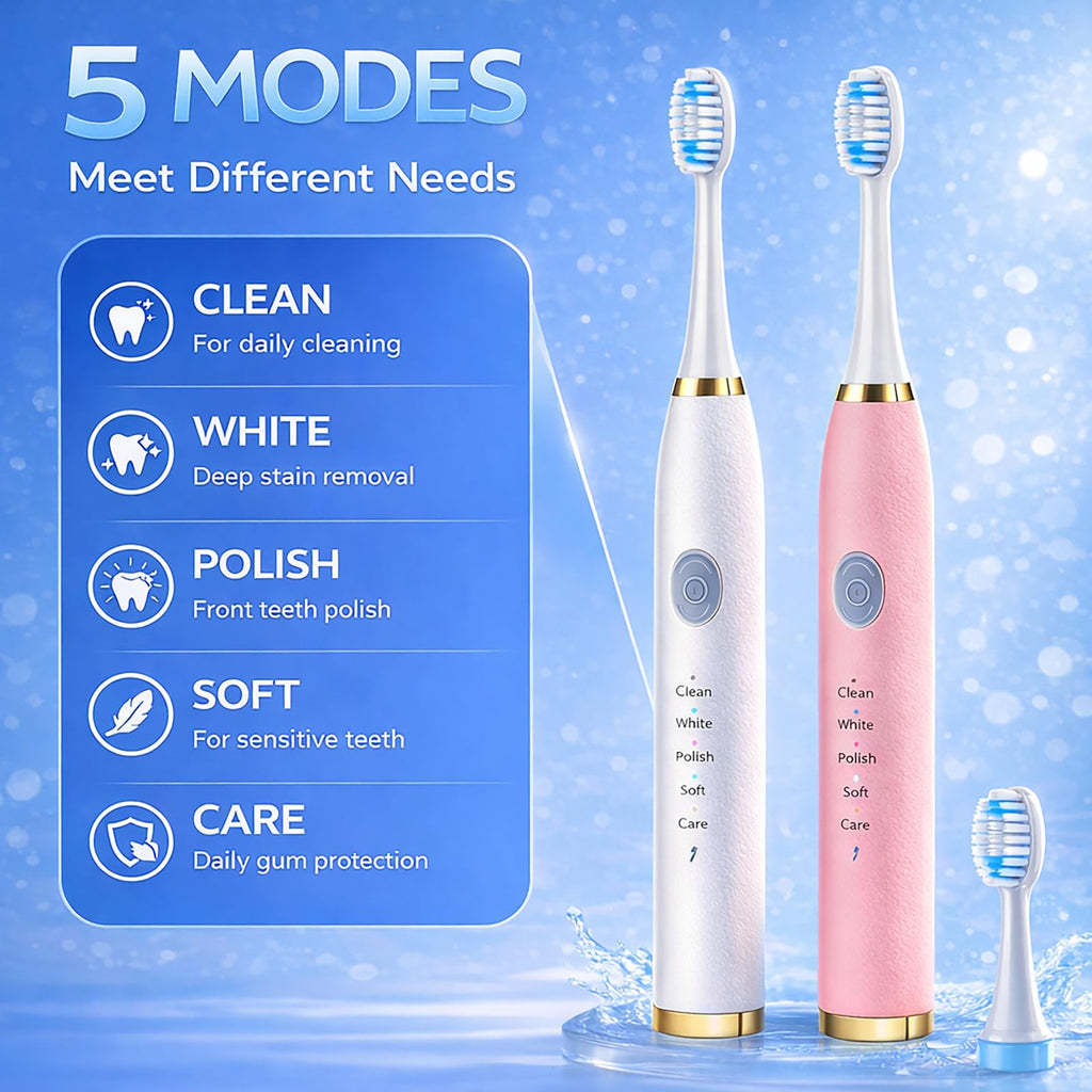 2 Pack Electric Toothbrush with 10 Replacement Brush Head H1962