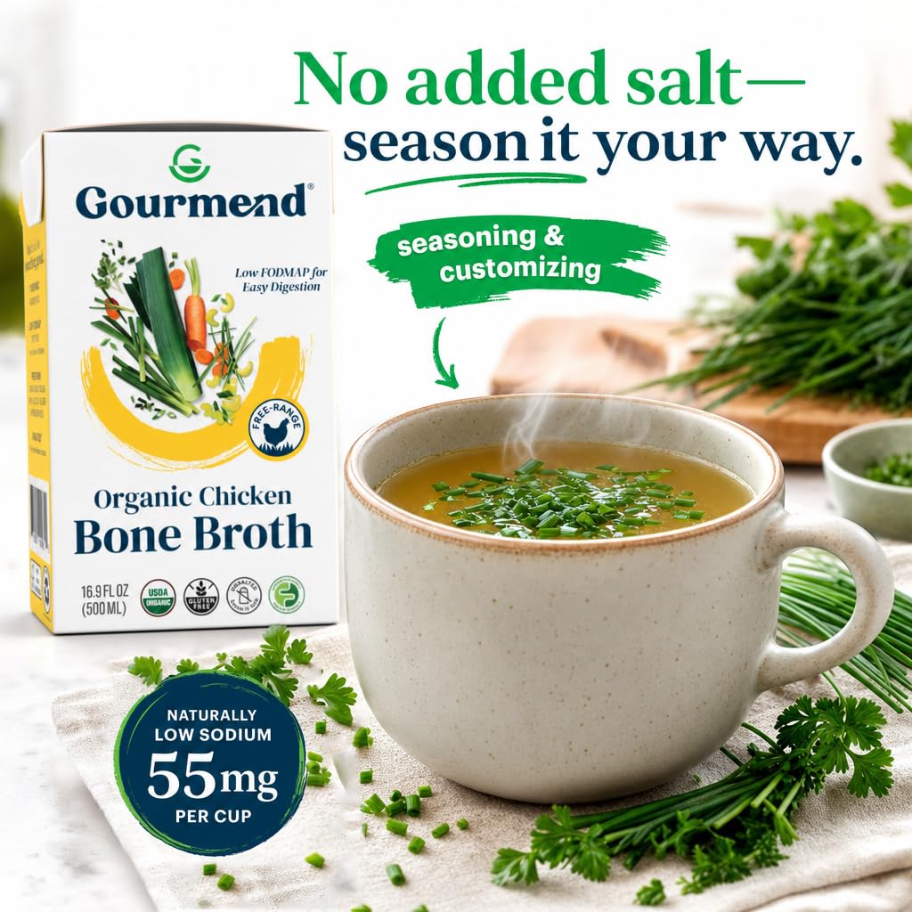 Organic Unsalted Chicken Bone Broth 16.9oz 3 Pack A11142