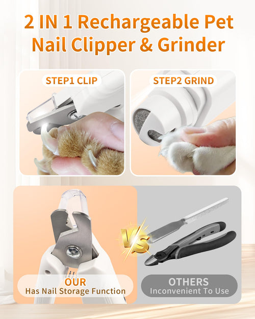 2-in-1 Dog & Cat Nail Clippers & Grinder with LED Light E524177