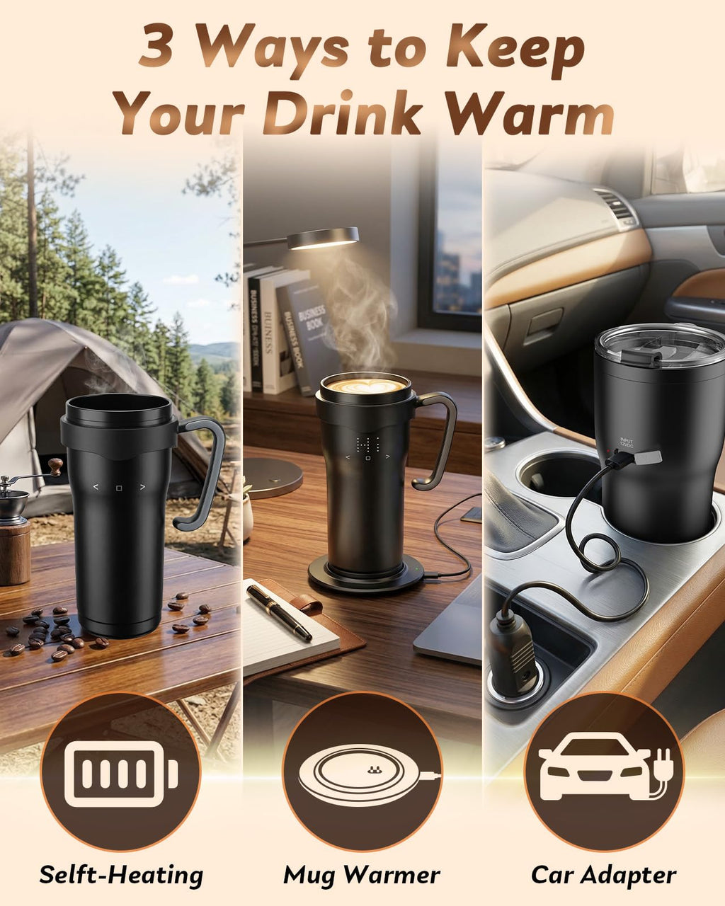 16oz Temperature Control Rechargeable Heated Mug W525