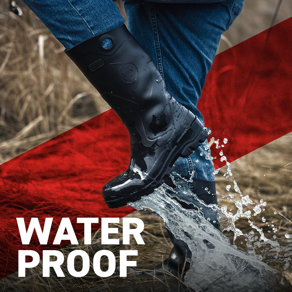 Black PVC Waterproof Steel Toe Rubber Boots K121