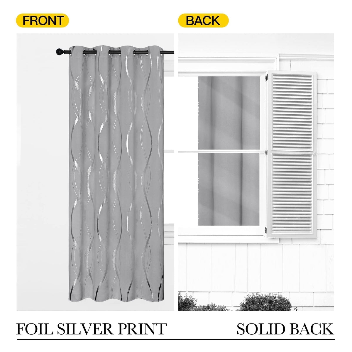 Silver Grey Pattern Curtains 52 x 84 Inch S987675