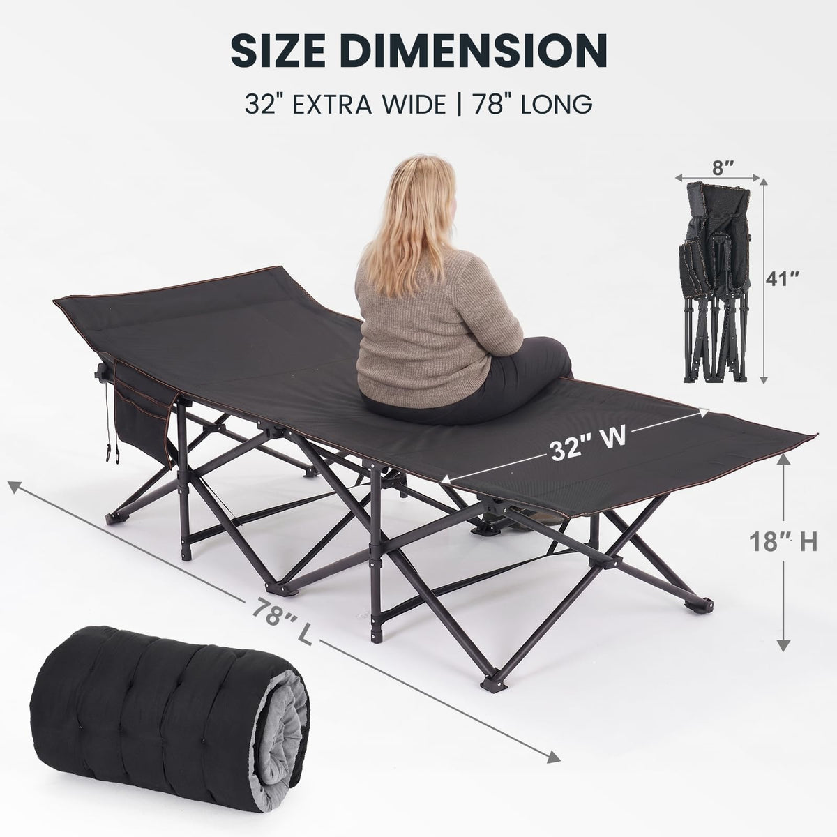 Oversized XXL Folding Camping Cot V70707