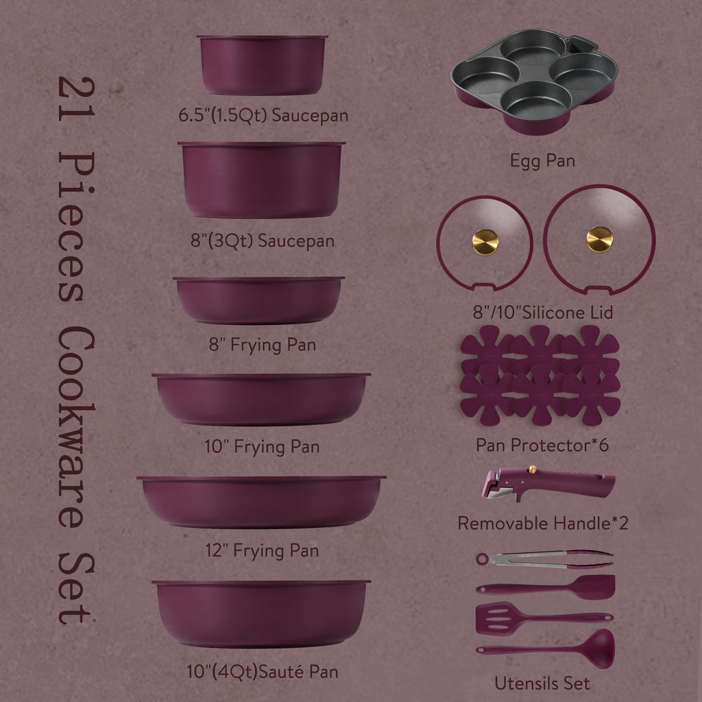 21 Pc Non Stick Cookware Set S1703