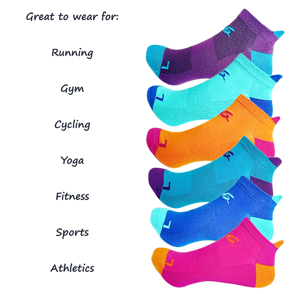 Bamboo Low Cut Running Socks for Women, Size 5-10, Pack of 6 Pairs L566579