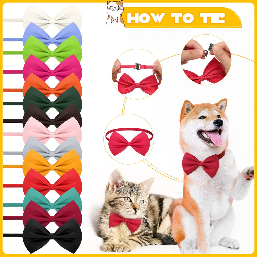 120 Pcs Dog Bow Ties with Adjustable Collar J89768
