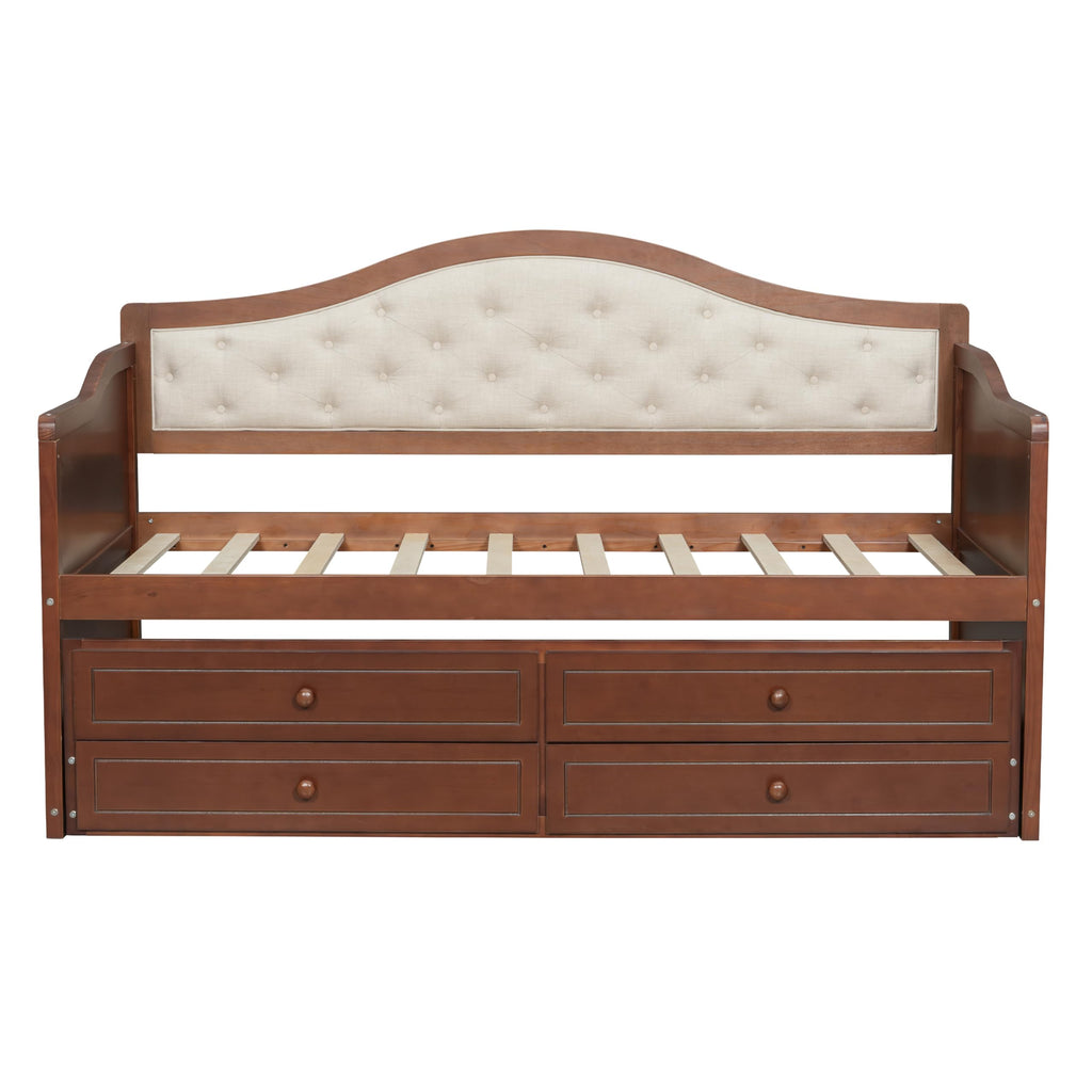 Twin Size Wooden Daybed with Trundle & Storage Drawers U953