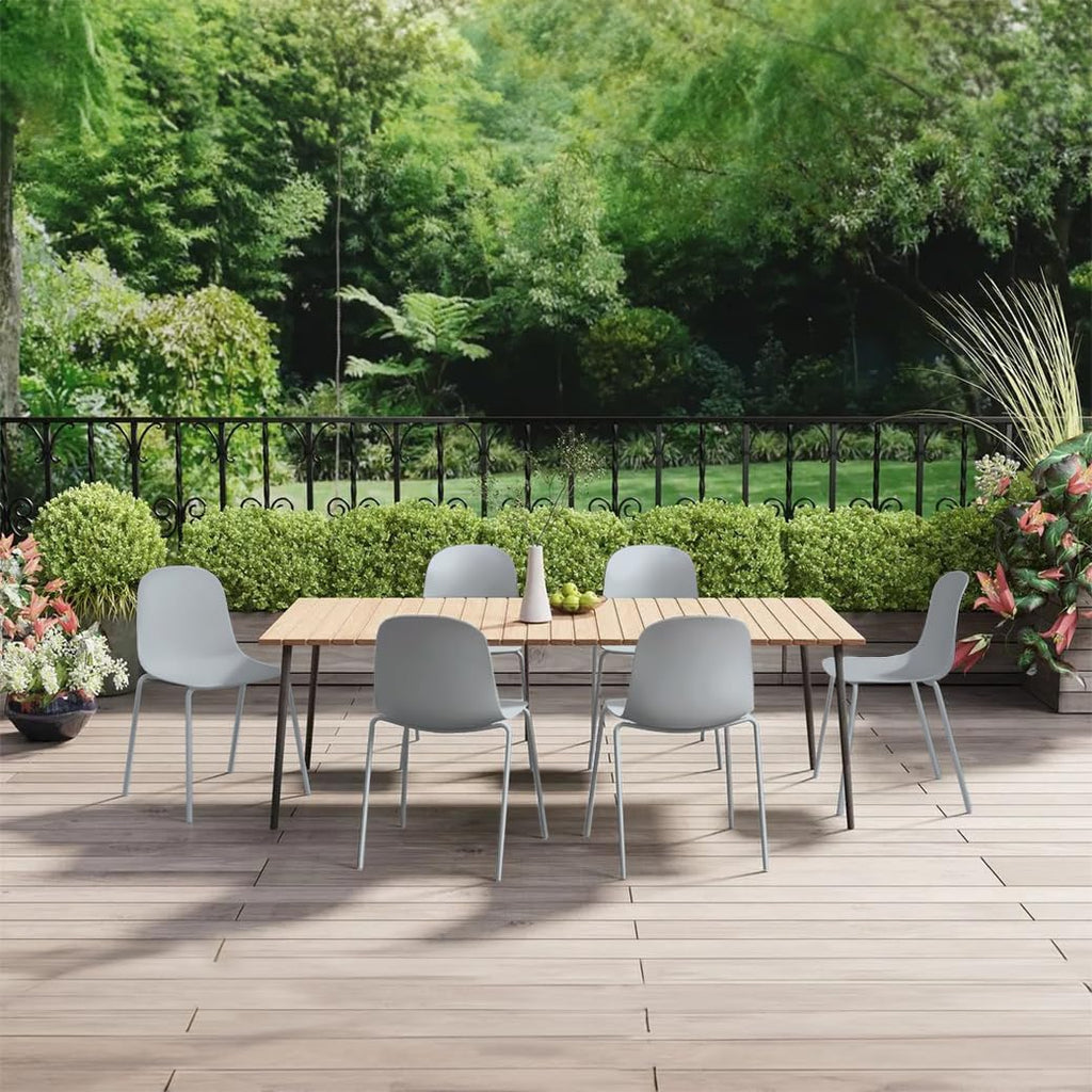 Grey Plastic Dining Chair with Metal Legs M30397