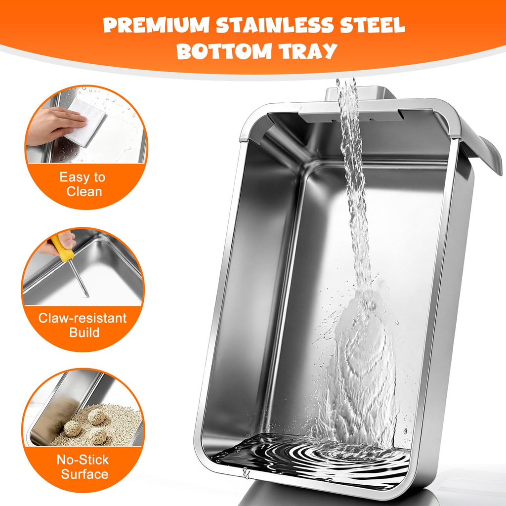 Enclosed Stainless Steel Cat Litter Box with Drawer R273017