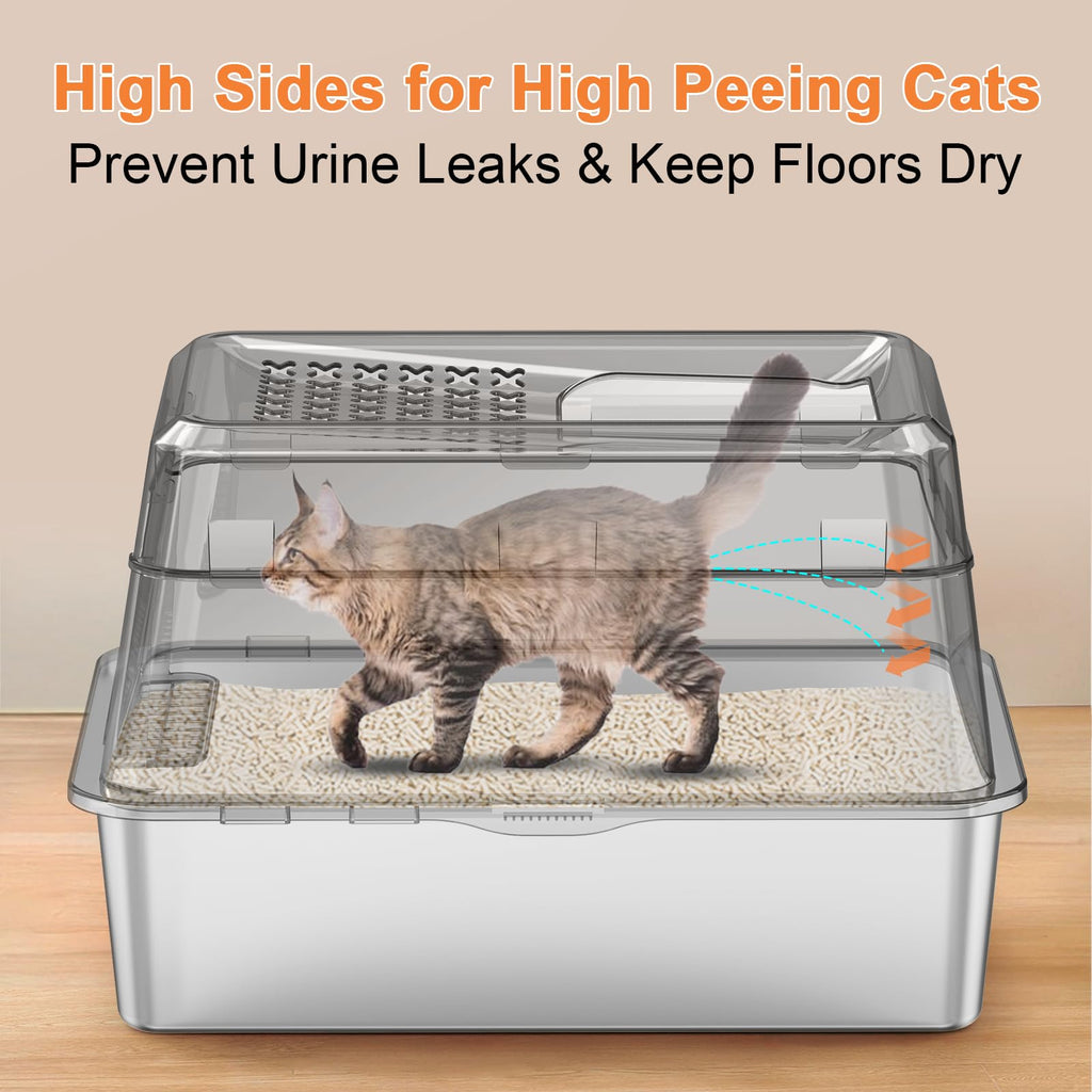 Extra Large Stainless Steel Litter Box with Lid H2205