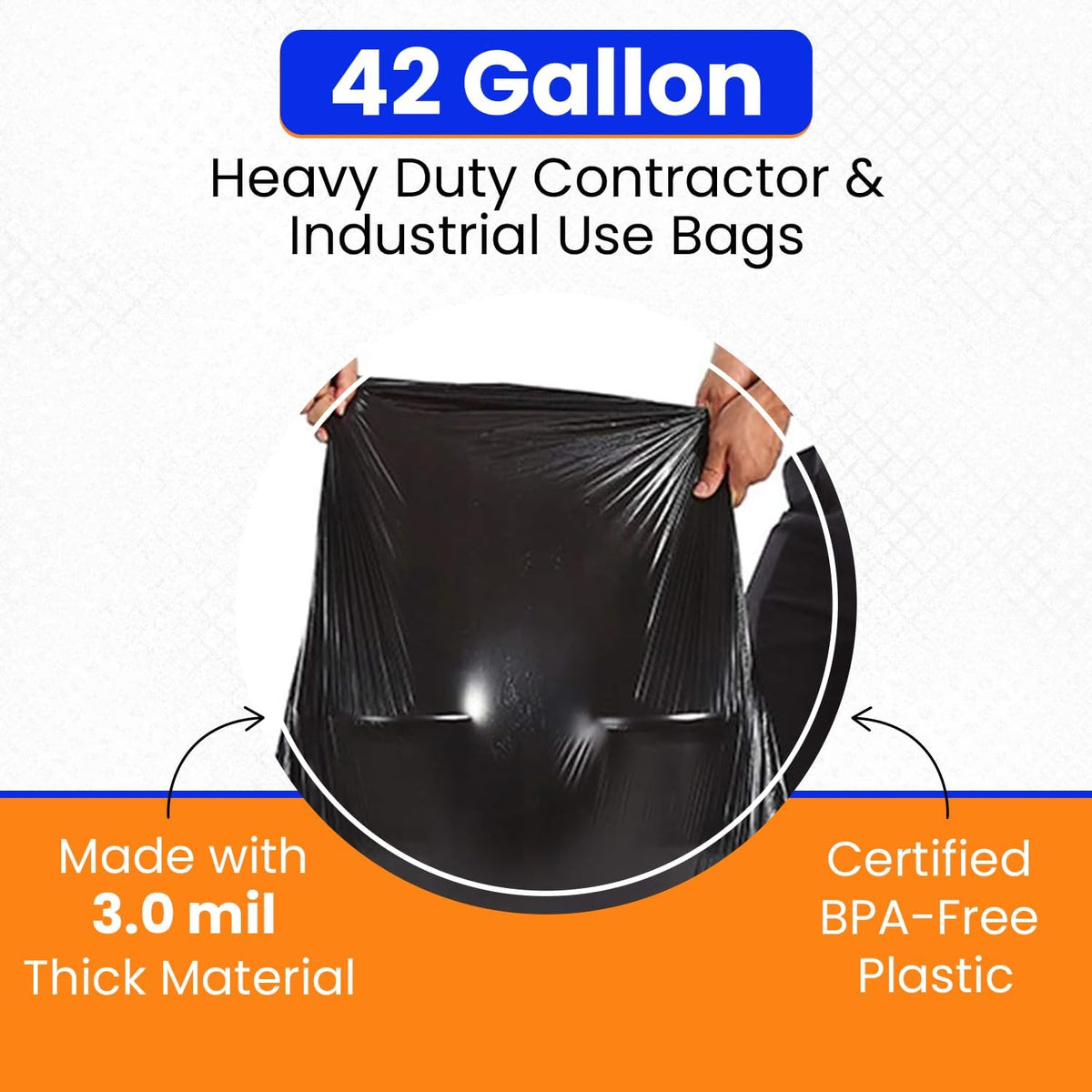 42 Gallon 32 Count Black 3 Mil Contractor Trash Bags O673